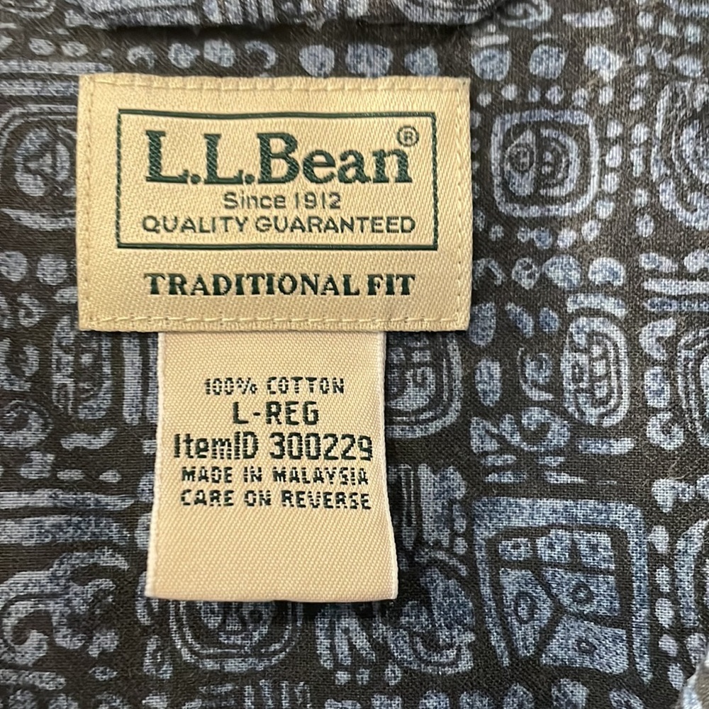 Ll Bean Blue Aztec Print Button Down - image 2